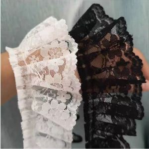 งานปักริบบิ้นลูกไม้ตกแต่งดอกไม้3D สีขาวสีดำกว้าง6ซม. งานประดิษฐ์ทำด้วยตัวเองเย็บติดเดรสคอปกตกแต่งงานแต่งงาน