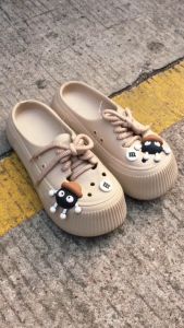 Tefansy Sandal Sepatu Karet Tali Wanita Sandal Baim Selop 3D kartun Kodok Anti Slip EVA Lace-up