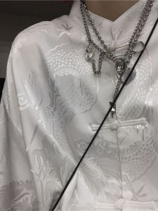 Animal Print Tai Chi Style Shirt for Men and Women Traditional Chinese Culture Casual Autumn Season Non-Iron Treatment