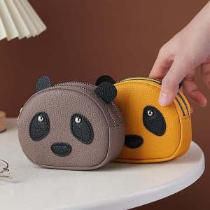 Cute Panda Coin Purse Large Capacity Double Layer Zipper Storage Mini Wallet for Keys And Coins Ladies Fashionable Keychain
