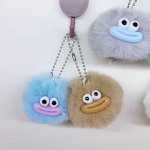 ALENADAY - Gantungan Tas Chain Strap Boneka Monster Bola Bulu Mulut Lucu Liontin Hiasan Kunci KEY26