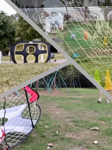 มัลติฟังก์ชั่นคู่ที่มีจุดมุ่งหมาย ประตูเปิดฟุตบอลแบบพับได้ พกพาง่าย ประตูฟุตบอลสำหรับเด็ก