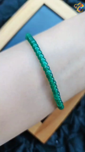 Collection Grade Natural Icy Emerald Green Agate Abacus Rondelle Bracelet
