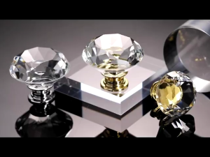 2pcs Crystal Glass Cabinet Knobs 40mm Diamond Shape Drawer Pulls Handles​​