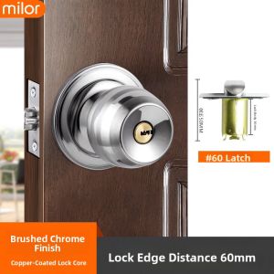 MONLEYTA | Universal Stainless Steel Bedroom Door Lock For Wooden Doors Old Style Round Lock Hardware Indoor Bathroom Use Zinc Alloy