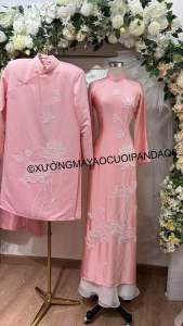 CẶP ÁO DÀI NAM NỮ HỒNG SEN ĐÍNH KẾT HẠT CAO CẤP FROM TRUYỀN THỐNG MẶC CƯỚI HỎI ĐI TIỆC