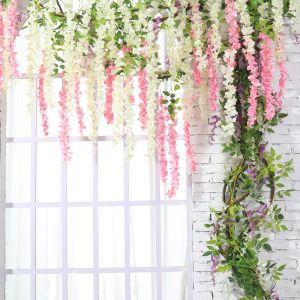 Bó 12 cành tử đằng giả - 1 cành 3 nhánh - dài 100cm - Nhiều loại màu - Dây leo hoa tử đằng giả - Cây giả hoa lụa trang trí nhà cửa