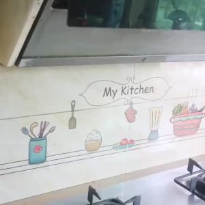 Kitchen oil proof stickers waterproof self-adhesive high temperature resistant transparent range hood wall painting paper cabinet stove decoration stickers wallpaper