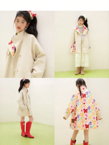 LOVESASAKIDS | Two-sided Print Mid-length Coat
