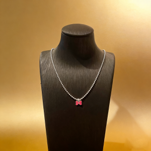 GANGZHENGSHENG | Pink Butterfly Enamel Sterling Silver 925 Necklace for Mother and Daughter Gift