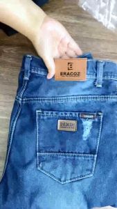 ERACOZ Celana Jeans Pendek Pria Model Sobek Dark Blue