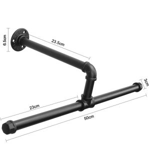 Industrial Pipe Clothes Rack Heavy Duty Rustic Detachable Wall Mounted Clothing Rack Black Iron Garment Bar Multi-purpose Hanging Rod for Closet Storage