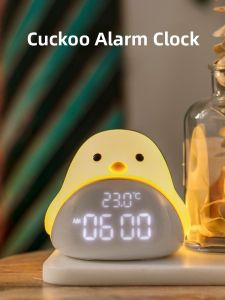 Cute Little Alarm Clock Smart Electronic Time Clock Night Light Bedside Lamp for Boys Girls Students Getting up Tool