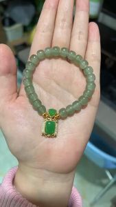 **【Bestella✨COD】Gelang Batu Giok Hetian Giok Imitasi Alami Ruri Fangsheng Yang Baru Dengan Rasa Desain Ceruk Yang Elegan**