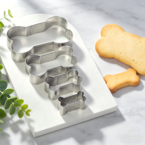 4Pcs Cookie Cutter Set Food Grade Stainless Steel Dog Bone Shaped Molds for Pet Treats Biscuit Fruit Veggie Home DIY Baking