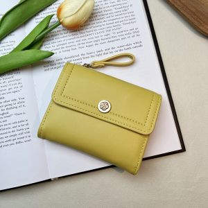 Retro Simple Tea Flower Womens Wallet Multi-Card Position Compact Miniature Integrated Design Student ID Card Holder