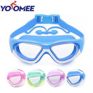 Yoomee Kids Swimming Goggles Children 3-14Y Wide Vision Anti-Fog Anti-UV Pool Glasses With Ear Plugs Outdoor Sports Diving Eyewear