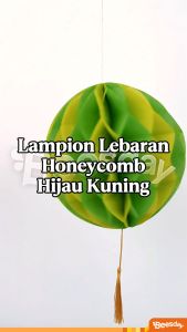 Gantungan Lampion Honeycomb Kertas Hijau Kuning | Dekorasi Idul Fitri Ramadhan + Tassel