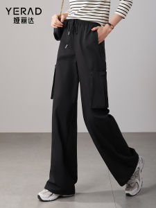 Yerad American Style Three-Proof Work Pants Womens Casual Hiking Sports Trousers High Waist Polyester Fiber Waterproof Loose Fit