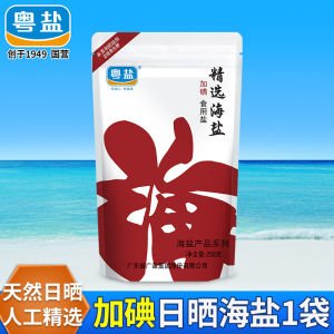 Premium Selected Iodized Sun-Dried Natural Sea Salt 250g No Additives Anti-Caking Household Use Guangdong Salt Brand