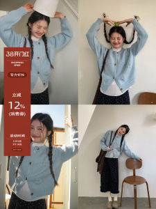Beautiful Blue Wool Cardigan Sweater for Autumn/Winter