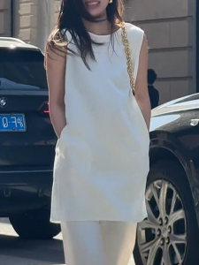 QINGNAER | Elegant Minimalist Oversized Sleeveless Women Tunic Plus Size