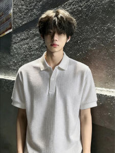 Old Money Embossed Pattern Polo T-Shirt Short Sleeves