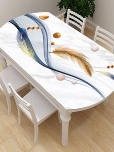 Modern Simplicity PVC Tablecloth Waterproof Oil Resistant Heat Insulation Washable Thickened Glass Tea Table Mat Non Transparent