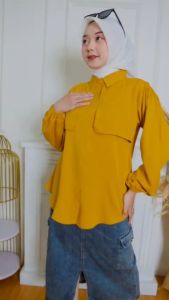 Afsheen Fashion - Atasan Kemeja Blouse Wanita Bahan Rayon Twill Premium Motif Polos Trending Kekinian Terbaru