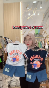 Setelan Sporty Anak Motif Michigan 84 - Baju T-Shirt & Celana Jeans - Usia 1-5 Tahun