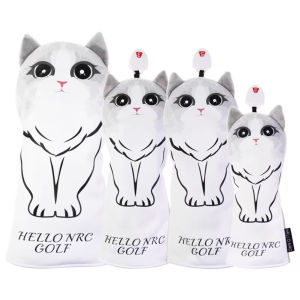 Cartoon Cat Leather Golf Wooden Club Cover with Velvet Inner Head Protection Cover Golf Outdoor Accessories