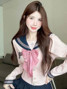 Preppy Style Suit Sailor Collar Bows Elegant Sweet Blouse Female JK Uniform High Waist Pleated Skirt Two-piece Set