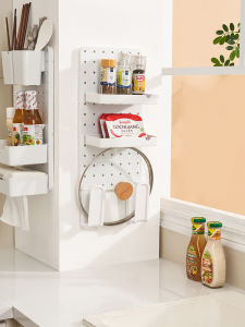 Kitchen Multi-Function Storage Rack Hole Board Wall-Mounted Multi-Layer Spice Spoon Shovel Chopping Board Pot Holder