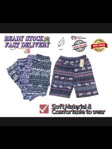 Plus 5XL & Free Size Elephant and Art Lady Elastic Short Pants With Zip Pocket Seluar Pendek Elastik Wanita Corak Gajah.
