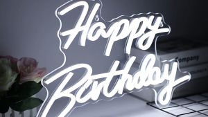 【Fast Delivery】Artist Gather Cool Happy Birthday Neon Sign Birthday Party Decor Art Decor for Any Age LED 42*28