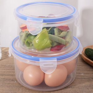 YESPERY 300/600/1000ml Sealed Round Refrigerator Storage Box with Lid Plastic Crisper Microwave Safe Lunch Box with Lid