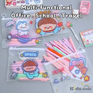 Slider Zip Travel Storage Pouch Waterproof Transparent Pencil Case Stationary Organizer Beauty Storage Bag