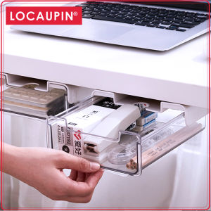 Locaupin Under Desk Drawer Storage Hidden Storage Desktop Drawers Under Table Organizer Self Adhesive Pencil Tray Drawer