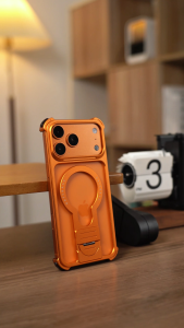 OATSBASF Invisible Rotating Stand Minimalist Metal Phone Case for IPhone 17 Pro Max/17 Pro