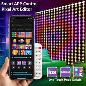 400 LED Curtain Light Bluetooth App DIY Music Pattern for Living Room Backdrop Wall Remote Timer Brightness Setting Decor