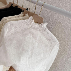 chaqi | Flocked Flannel Lace Underwear High Collar Padded Long Sleeves