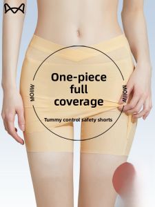 miiow | Ultra-Thin Seamless Womens Safety Pants Underwear High-Waist Briefs Prevent Exposure Bottoms One-Step Process Cotton Crotch