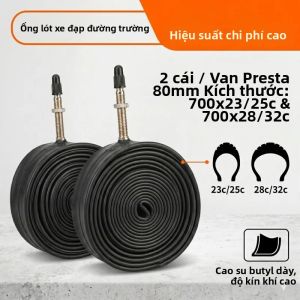 2 Chiếc 700C Xe Đạp Đường Bộ Bên Trong Lốp Ống Có Van Presta Dài 80 Mm Cao Cấp Cao Su Butyl Cho 700x23c-700x32c Lốp Xe Đạp