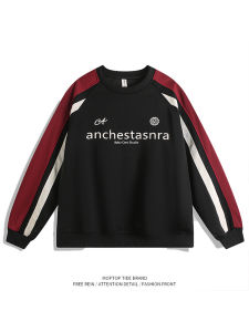 Couples Sweatshirt round Neck Spliced Color Block Mens Womens Spring Autumn American Trendy Brand High Street Retro Crew Neck Top