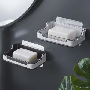 Double Layer Wall Mounted Soap Dish Drainage Bathroom Creative High End Soap Display Rack No Drilling Required Soap Holder