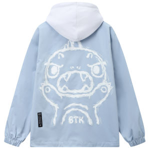 BTK Trendy Little Monster Fake Two-Piece Hooded Jacket Mens Spring and Autumn New Loose Student Ins Casual Couple Coat