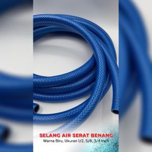 Selang Air Serat Benang Biru Permeter 1/2 5/8 3/4 Inch Tebal 2mm Siram Kebun Tanaman COD