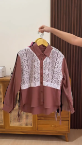 Blouse Wanita Terbaru Crinkle Brokat // Atasan Kemeja Wanita Dewasa Kekinian