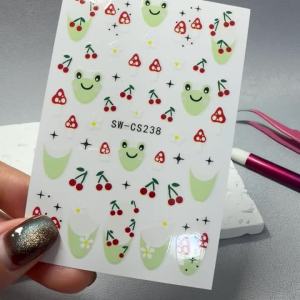 2pcs Summer Juicy Fruits Nail Art Stickers Japanese Style Peach Lemon Watermelon Adhesive Blooming Nail Decals for DIY Manicure