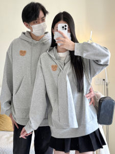 XILANDUO | Couple Hooded Cord Adjustable Simple Bear Pattern Sweatshirt